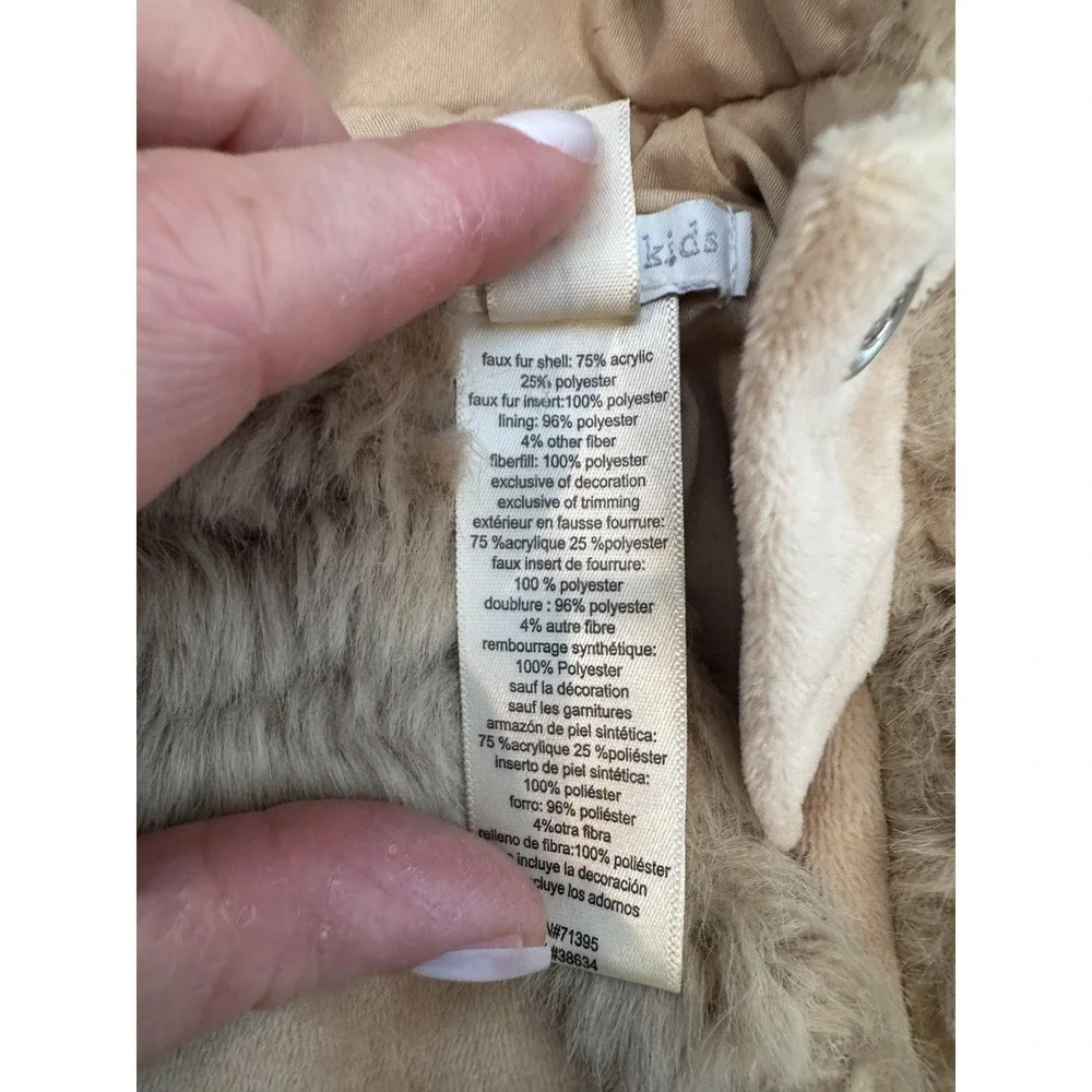 Pottery Barn Kids Puppy Costume Infant 0-6 Months‎ Beige Faux Fur Hooded Snaps - Picture 4 of 8